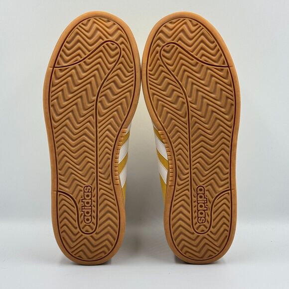 Adidas Grand Court Base Mens 9 Utility Yellow White Suede Gum Sole PRISTINE main image 6